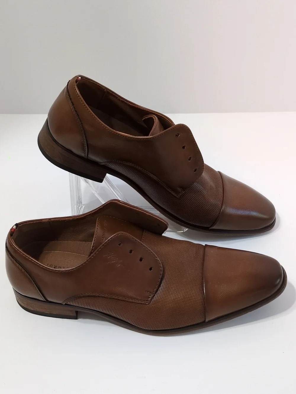 Tommy Hilfiger Mens Sheldon Cap Toe Derby Oxfords Brown Textured PU Size 9 M